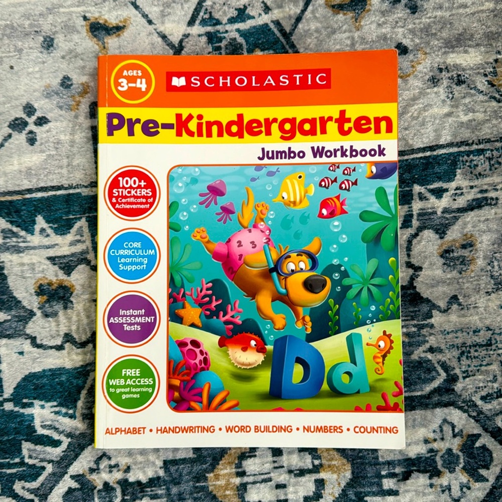 Scholastic pre-kindergarten jumbo workbook ages 3-4